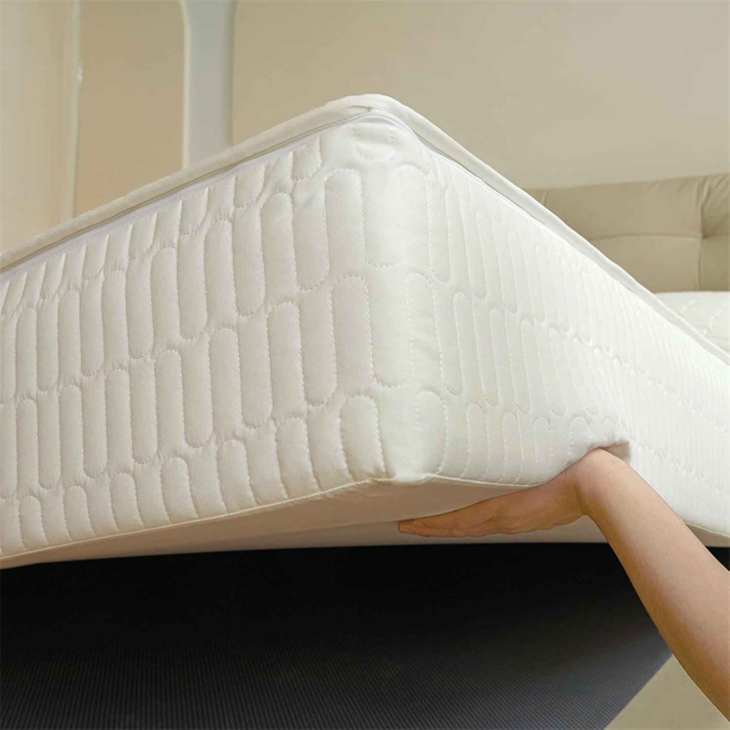 Ochraniacz na materac premium z zamkiem błyskawicznym – gruby, oddychający pokrowiec pasuje do 90 x 200 / 135 x 190 / 150 x 190 / 160 x 190 cm – konfigurowalny 5-stronny pokrowiec na materac (140 x