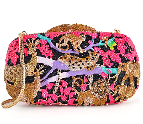 Rhinestone Crystal Evening Clutch Bag Animal Pattern Designer Purses for Women