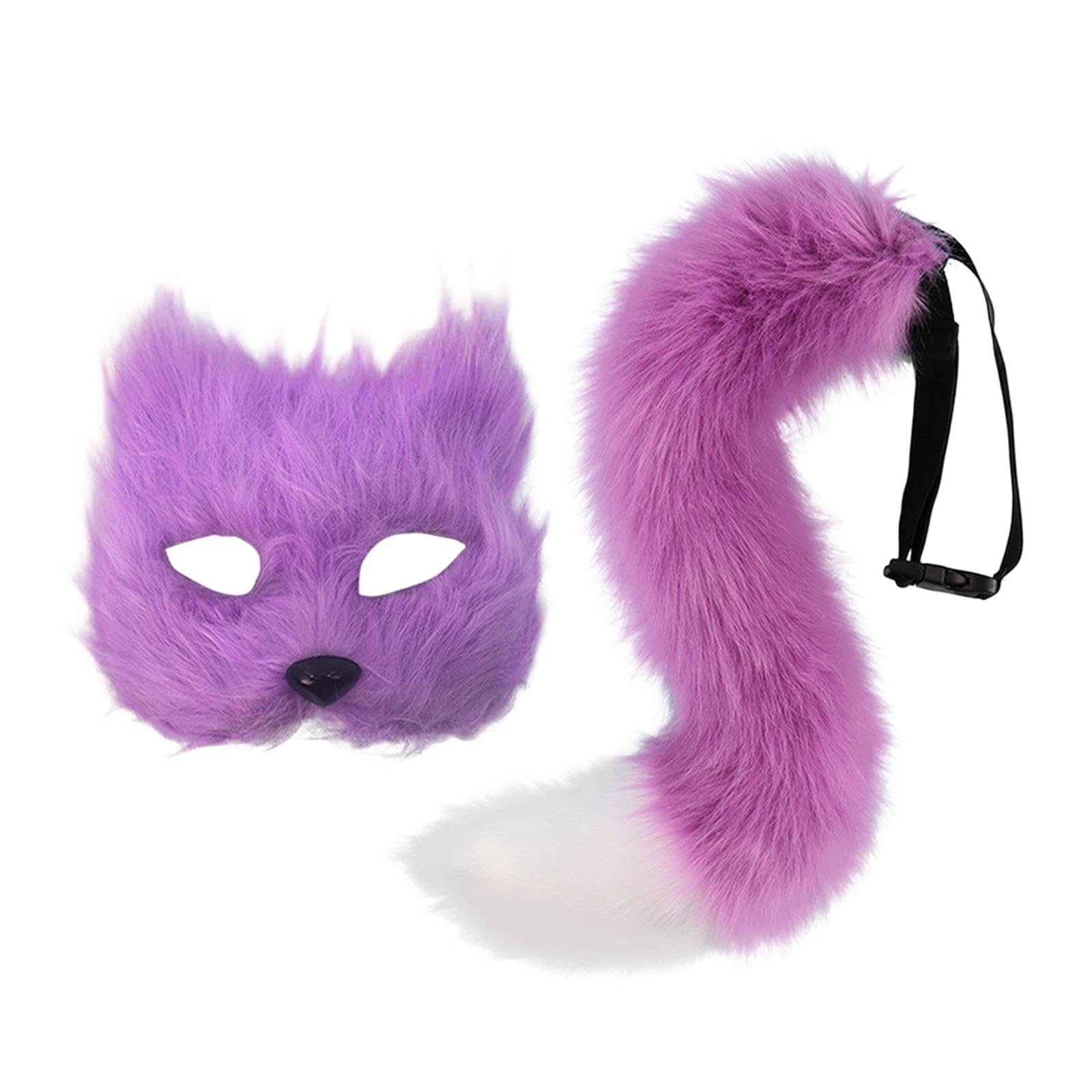 NIVAA Furry Mask and Tail Facial Cover Animal Cosplay Set for Club Party Favor Bar purple-image-47
