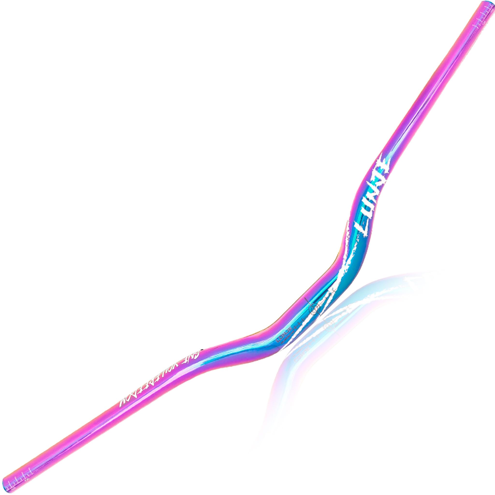 LUNJE 31.8mm Mountain Bike Handlebars, 55mm Rise Options, 780mm Cutable Width, Lightweight T6 Aviation Aluminum for MTB Trail Commuter Bikes, Durable Ergonomic Colorful Handlebarn - 55mm Rise