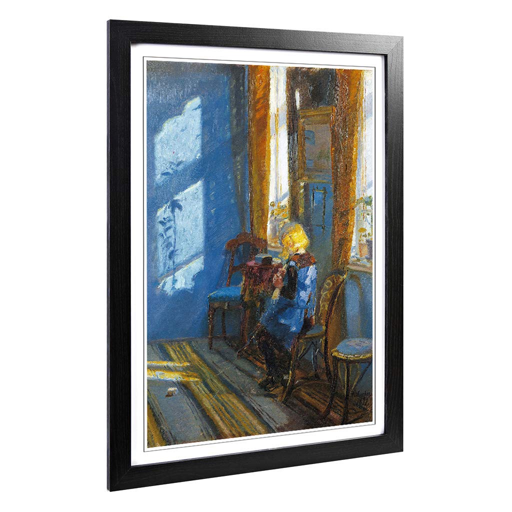 Big Box Art Framed Print of Anna Ancher Sunlight in The Blue Design | Wall Art Picture | Home Decor for Kitchen, Living Room, Bedroom, Hallway, Black, A2 / 24.5x18 Inch / 62x45cm