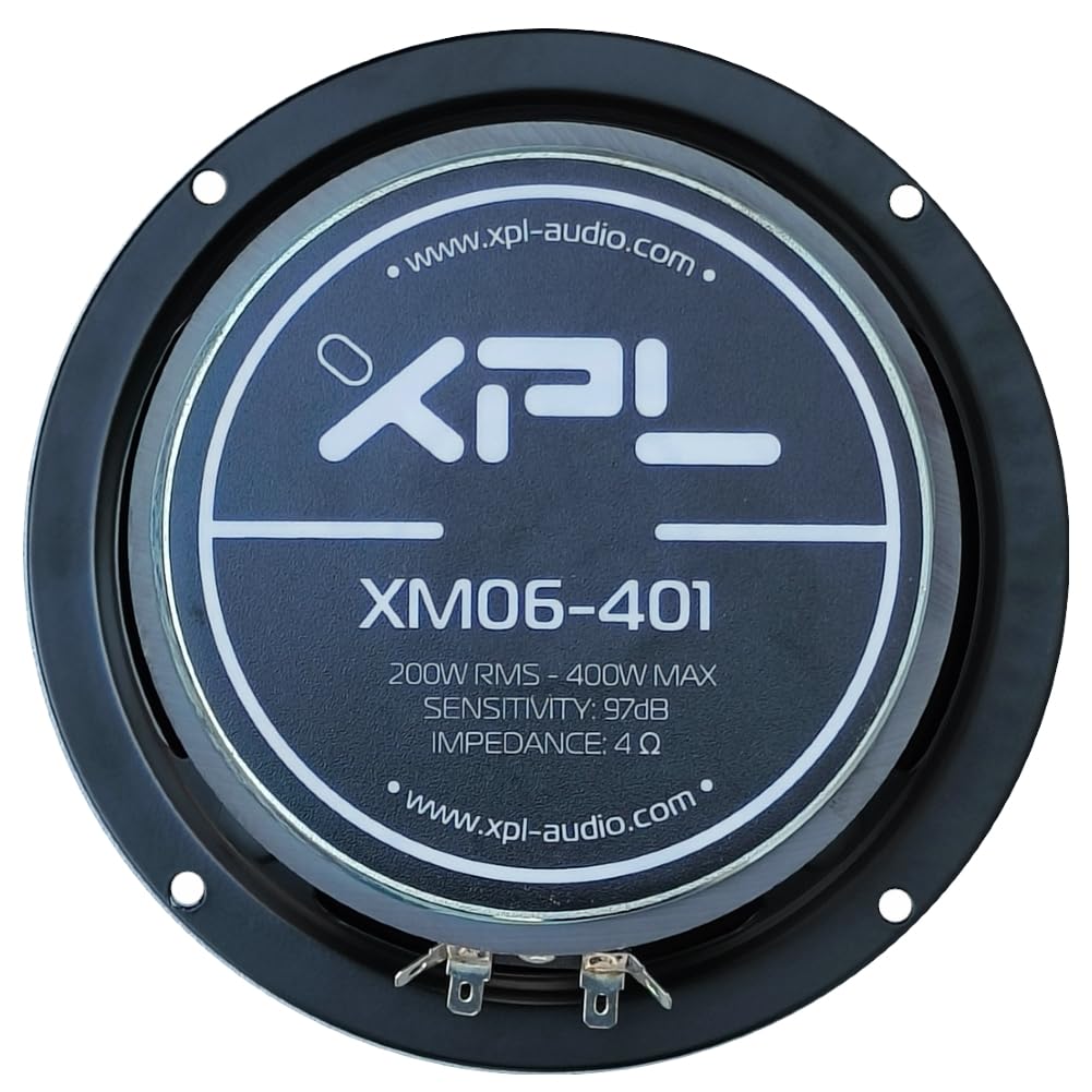 KIT SET PER XPL XM06-401 1 midwoofer altoparlante da 16,5 cm 165 mm 6,5" di diametro, 200 watt rms 400 watt max, impedenza 4 ohm, sensibilità 97 db, per auto, 1 pezzo