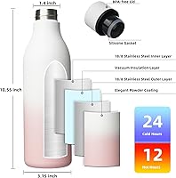 Vista 95 de BJPKPK Botellas de agua aisladas, botella de agua de metal de acero inoxidable de 18 onzas con correa, termo a prueba de fugas sin BPA, tazas