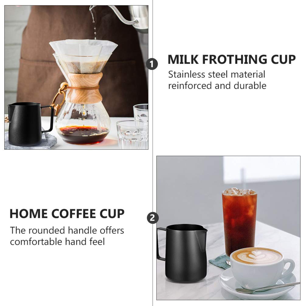 HEMOTON 2Pcs Bricco per Latte in Acciaio Inox Tazza di Latte caffè Bricco Latte Schiuma di Latte Cappuccino Handheld caffè Bricco Latte Art con Marchio di Misurazione e Latte Art Pen 600ml