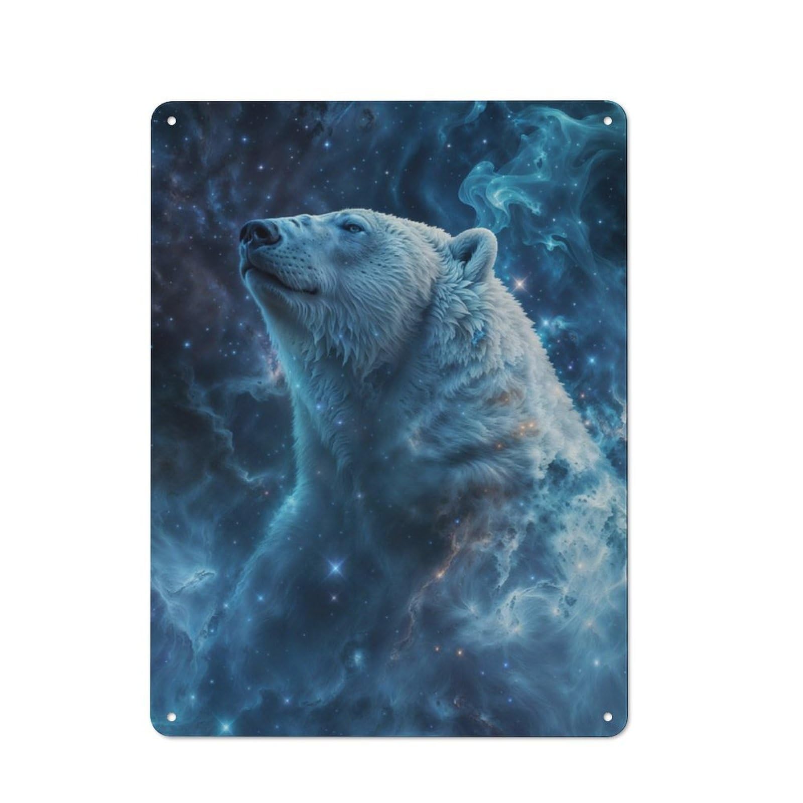 Junmoney Cosmic Nebula Polar Bear 2 Kitchen Metal Sign 40X30cm, Country Style Kitchen Wall Decor For Restaurant, Kitchen, Counter Or Breakfast Nook