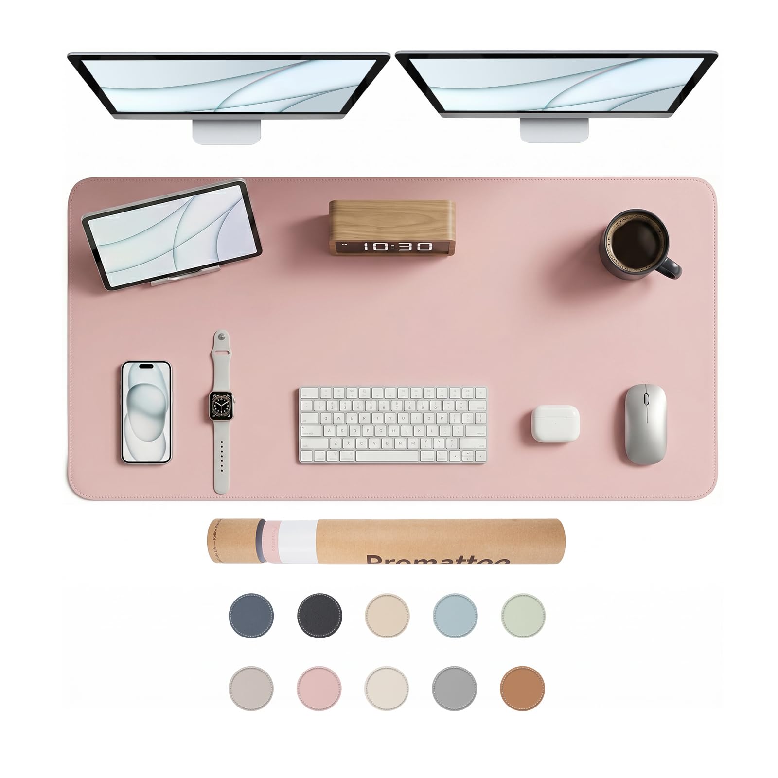 PROMATTOO Large Non-Slip Desk Mat, Waterproof Vegan Leather Desk Pad & Mouse Mat, Extended Desk Protector for Laptop, Office & Home, Smooth Writing Surface with Premium Tube Packaging (120 x 60 cm)