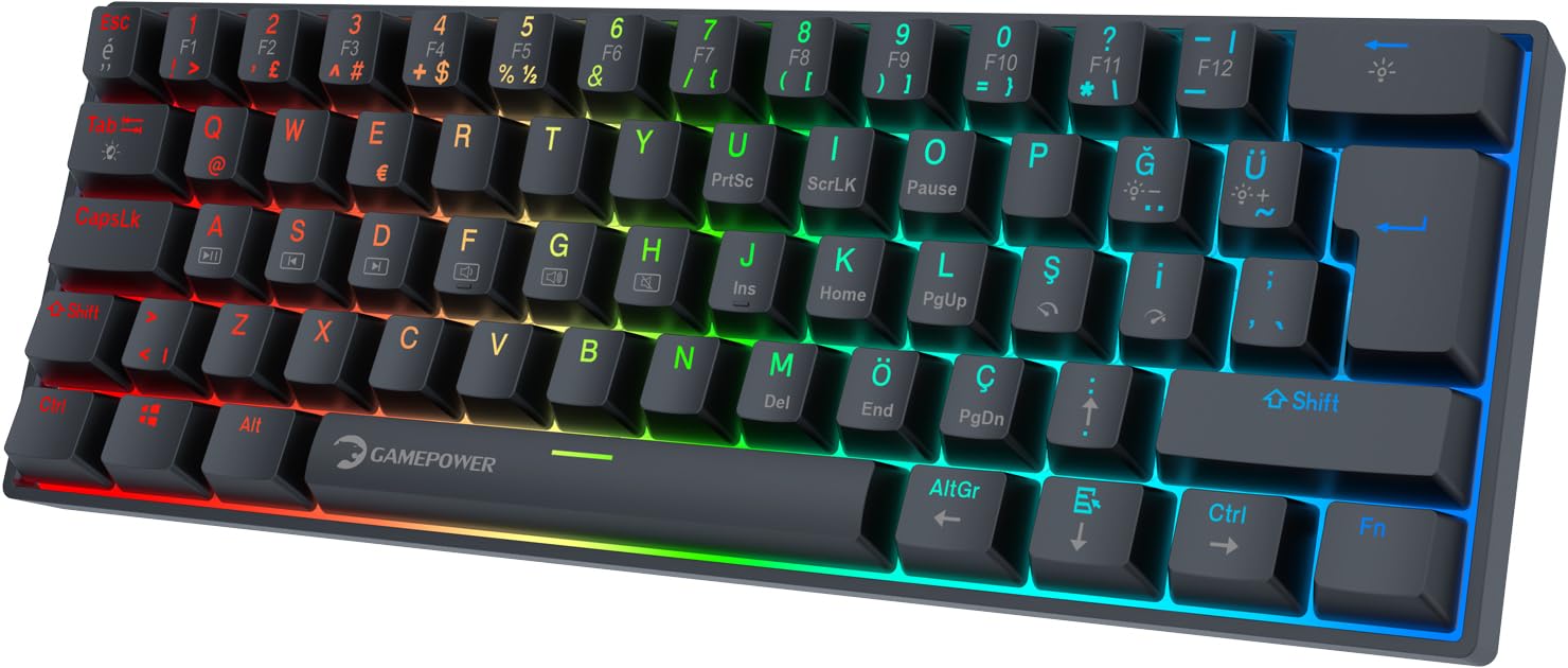 GamePower Lyra RGB 60M 62Tuş Siyah Mekanik Kablolu Red Switch…