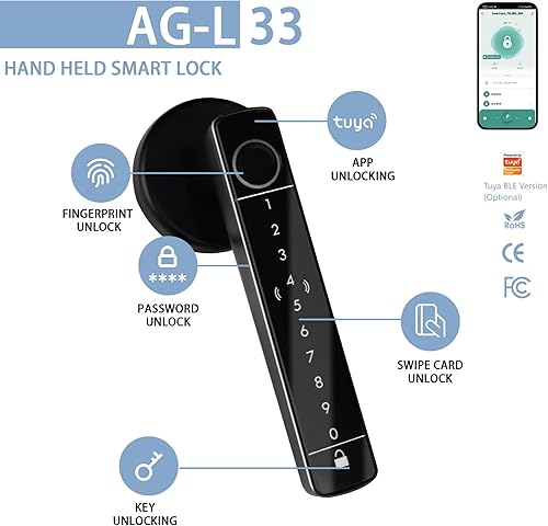 Miniatura 2 de Cerradura de puerta de huellas dactilares, cerradura de puerta biométrica, perilla de puerta de huellas dactilares, manija de puerta con teclado