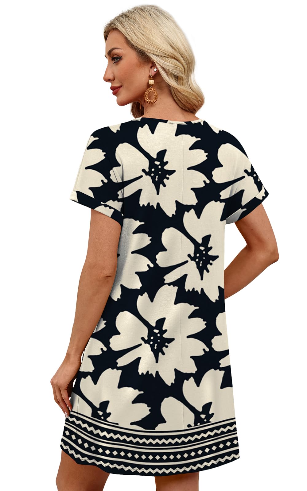 WIHOLL Summer Dresses for Women with Sleeves Midi Dress Button Down Beach Vacation Casual Dresses Fashion Clothing — view 5
