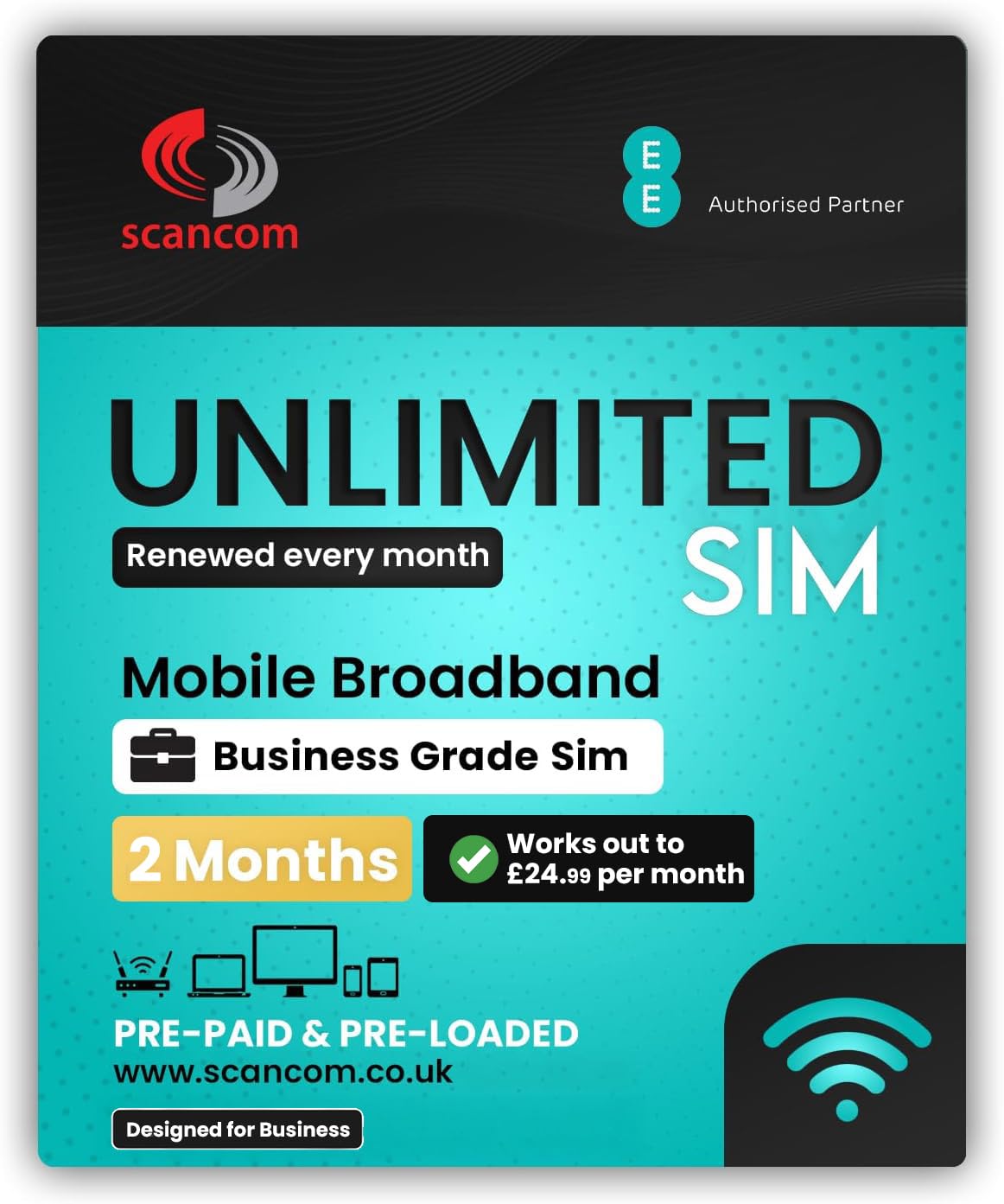 EE Unlimited Data SIM – Uncapped 5G Speeds – Preloaded for 2 Months from Order – Ideal for Mobile Broadband, Routers & Phones - Works out to £24.99 per month