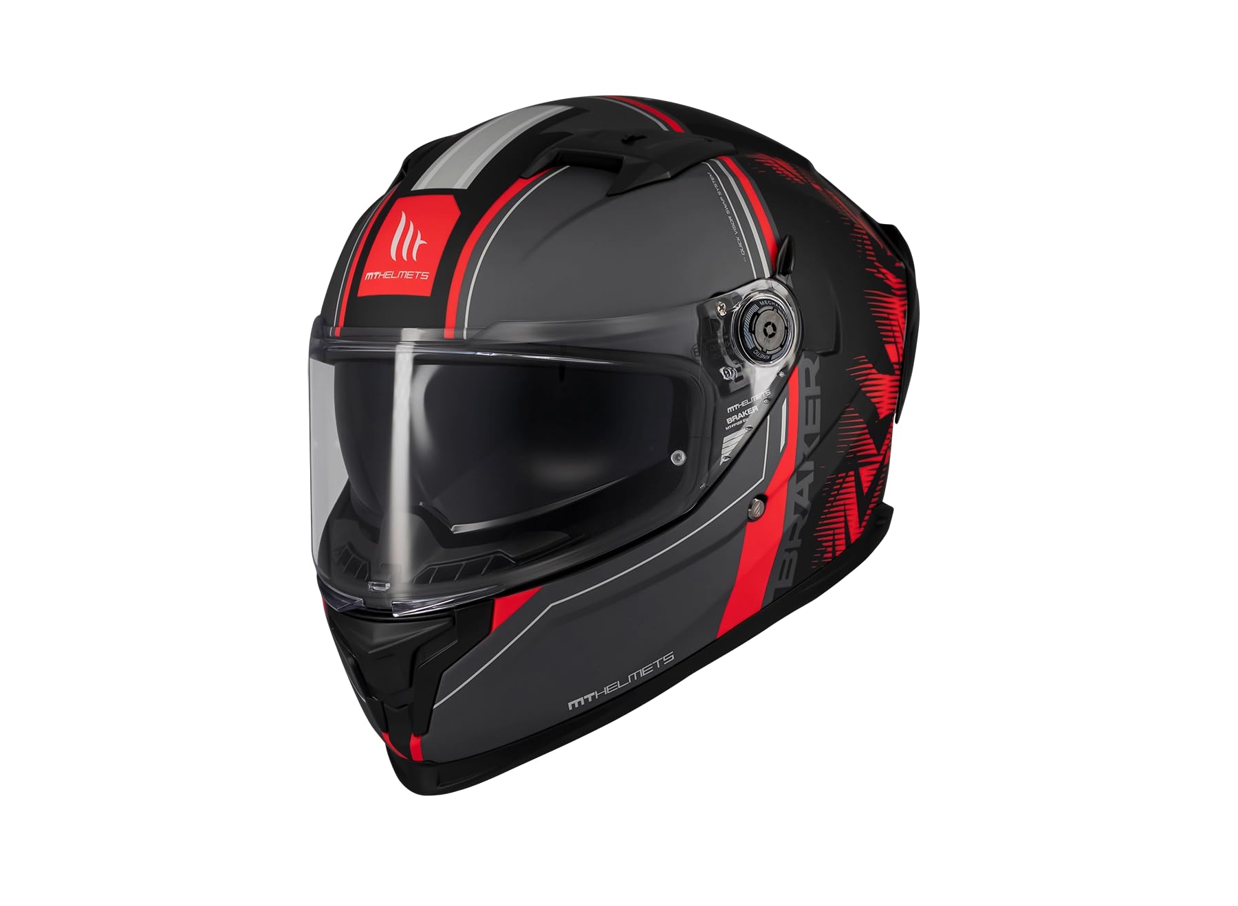 MT Helmets Braker SV, Casco Moto Integral Deportivo, Visor Solar Retráctil, Pantalla de Extracción Rápida Patentada, Spoiler Aerodinámico y Preparado Intercomunicador UCS, Homologado ECE 22.06 & DOT