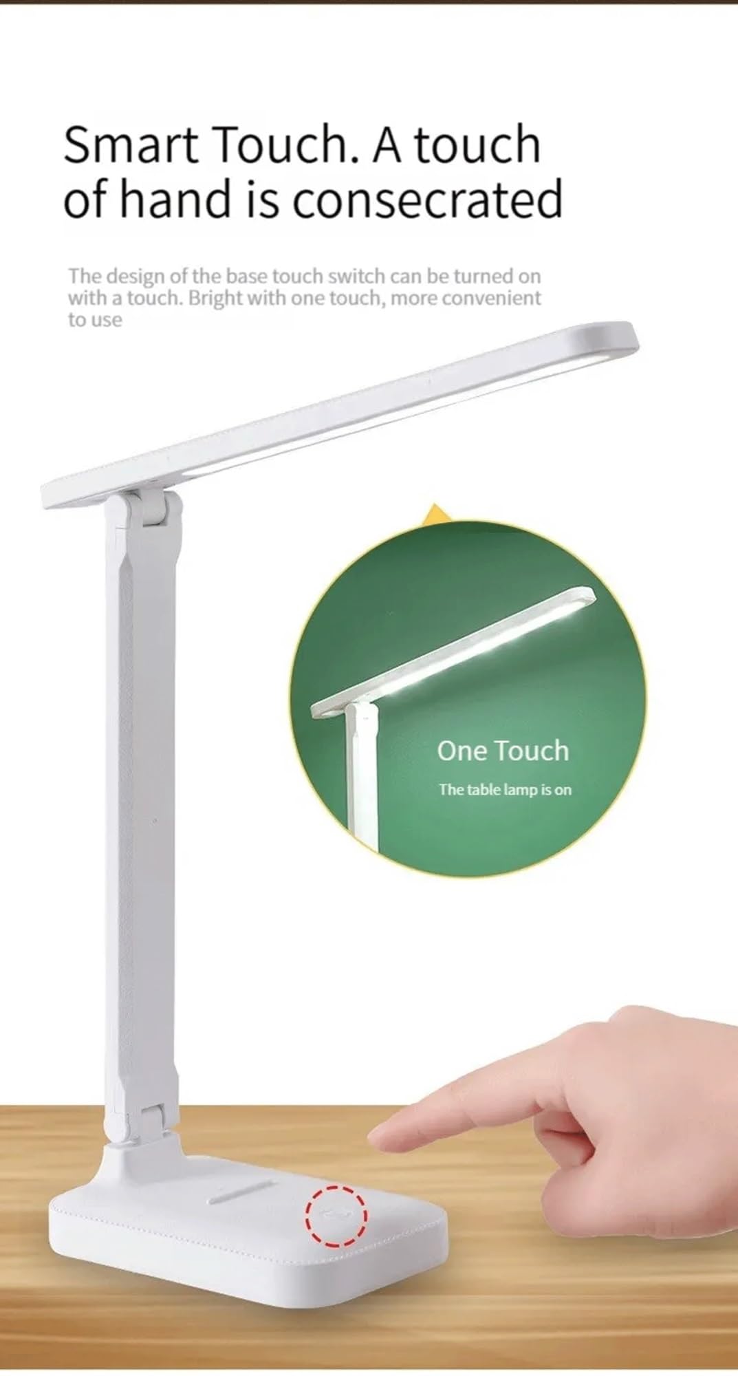 Luz de lectura LED regulable, interruptor táctil plegable, con puerto de carga USB, luz de oficina amigable con los ojos, lectura de dormitorio y luz nocturna de estudio