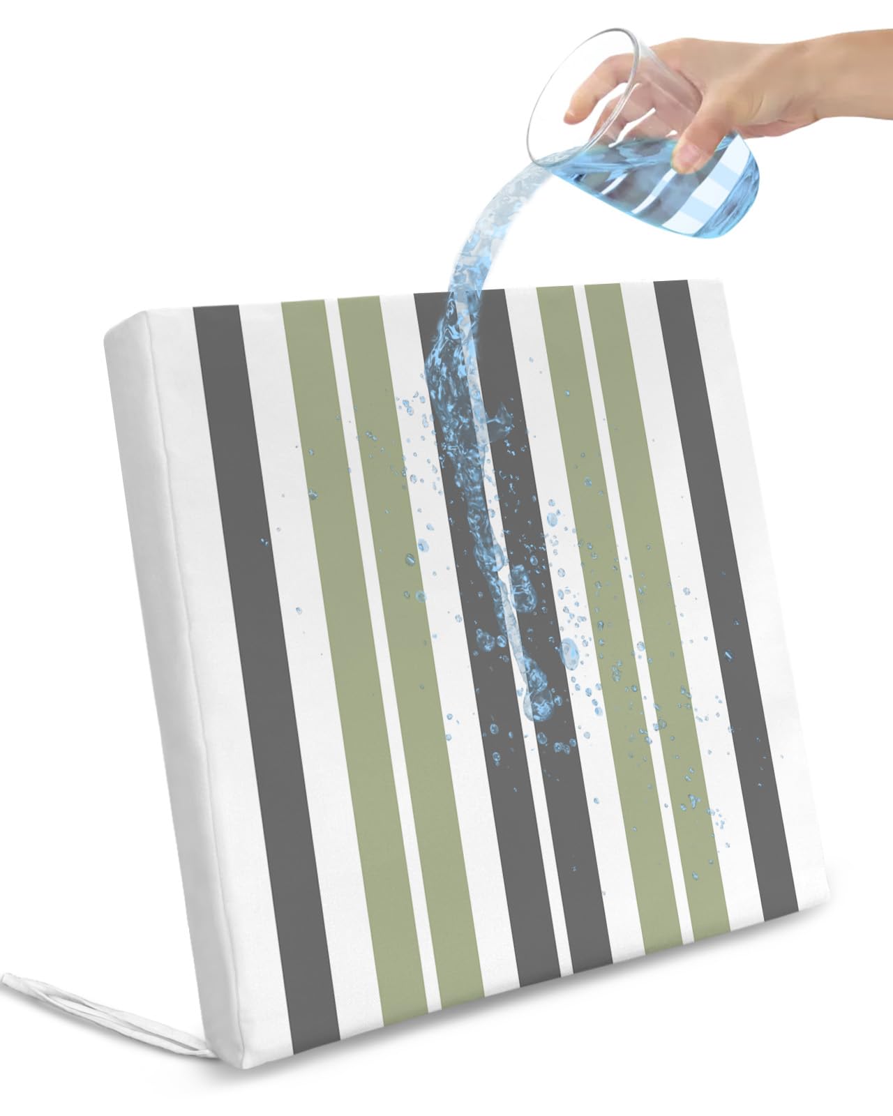 Edwiinsa Modern Sage Green Indoor/Outdoor Seat Cushions Cover,Waterproof Patio Chaise Lounge Cushion Cover for Beach Pool Side Chair Cushions 20x18x2 Pieces Modern Abstract Geometric Grey White