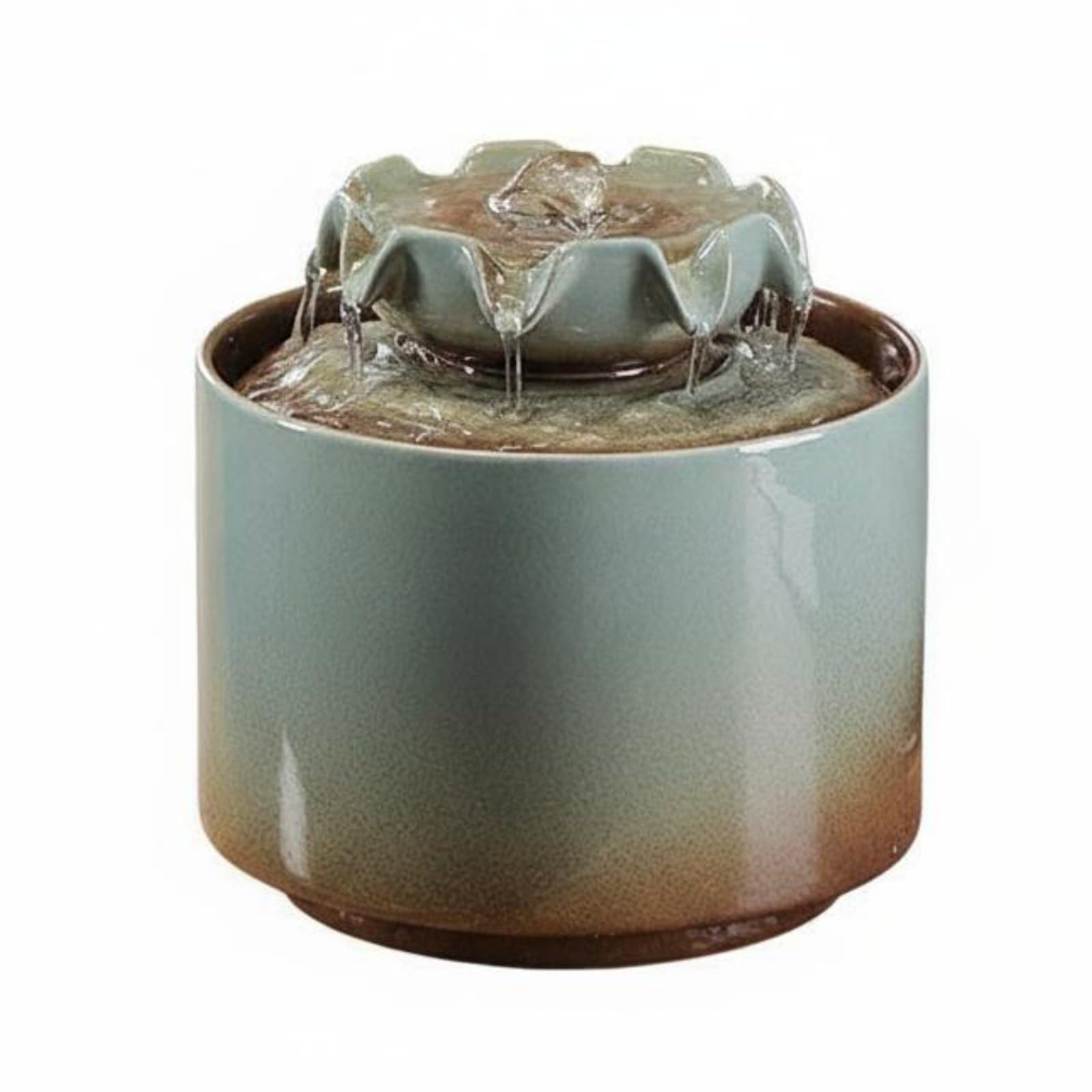 Feng Shui Decor Circulating Water Ornament Housewarming Gift Ceramic Water Feature Zen Garden Accent Small Indoor Fountain for Living Room, Office, Bedroom, Blue-image-48