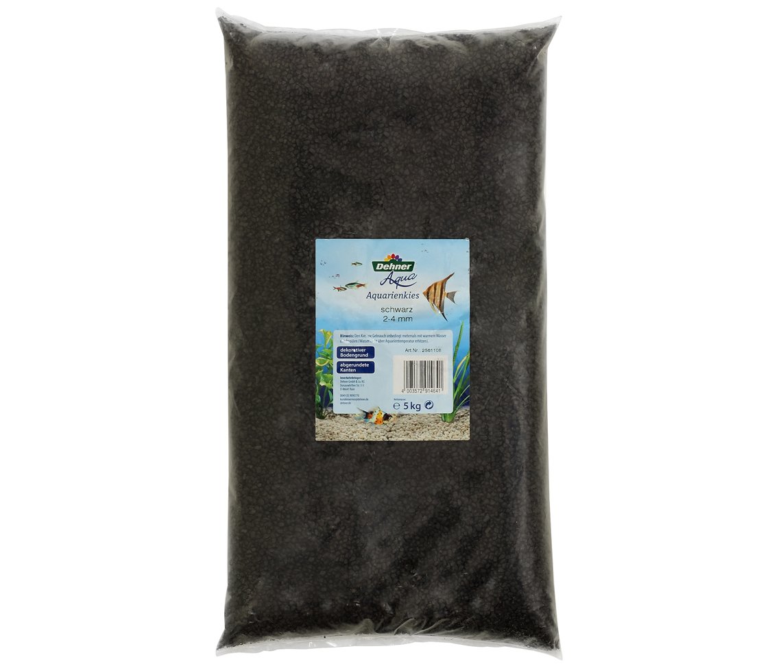 Dehner Aqua - Grava para Acuario, Grano 2-4 mm, 5 kg, Color Negro