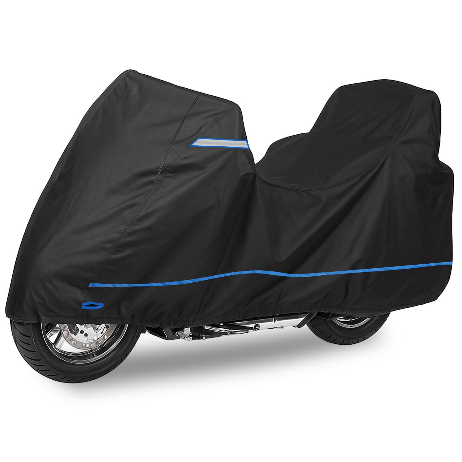 MotorradPlane für Harley—Obenbox+Seitenbox Ausführung, Motorrad Abdeckplane für Honda,Motorrad Abdeckung für BMW,mit Windschutzgurt & Reflektierenden Streifen,Für Modelle Suzuki/Kawasaki,240×120×145cm