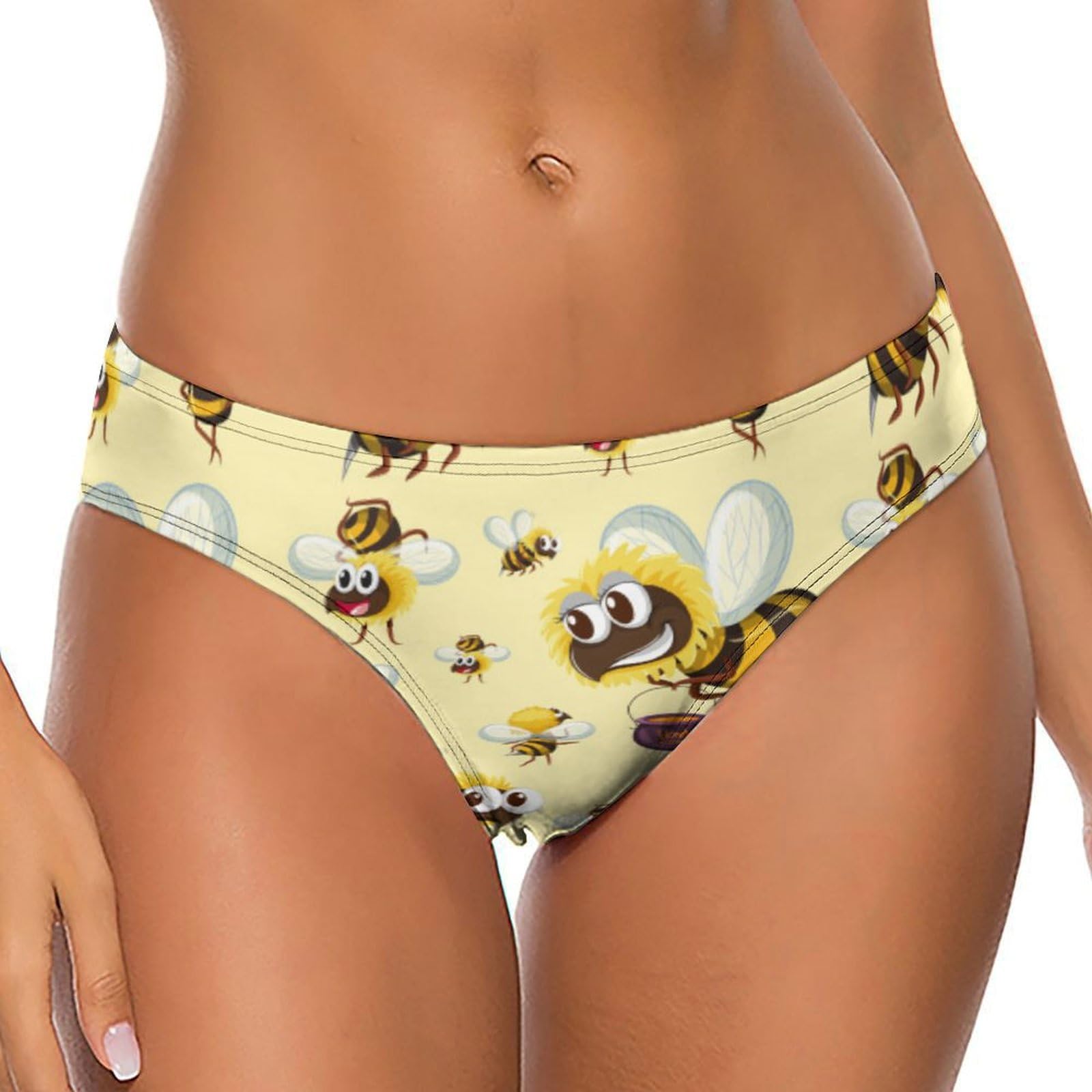 Tqmspg Women's Multi Brief Underwear Panties Bumble Bee T-Back Underpants Bikini Thong Briefs For Woman
