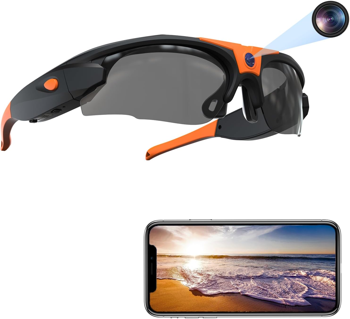 4K Wifi Camera Sunglasses Sports HD 1080P Video Recording Glasses DVR Eyewear with UV400 Protection Polarized Lenses for Outdoor Sports Supports iOS&Android (32GB TF card included)