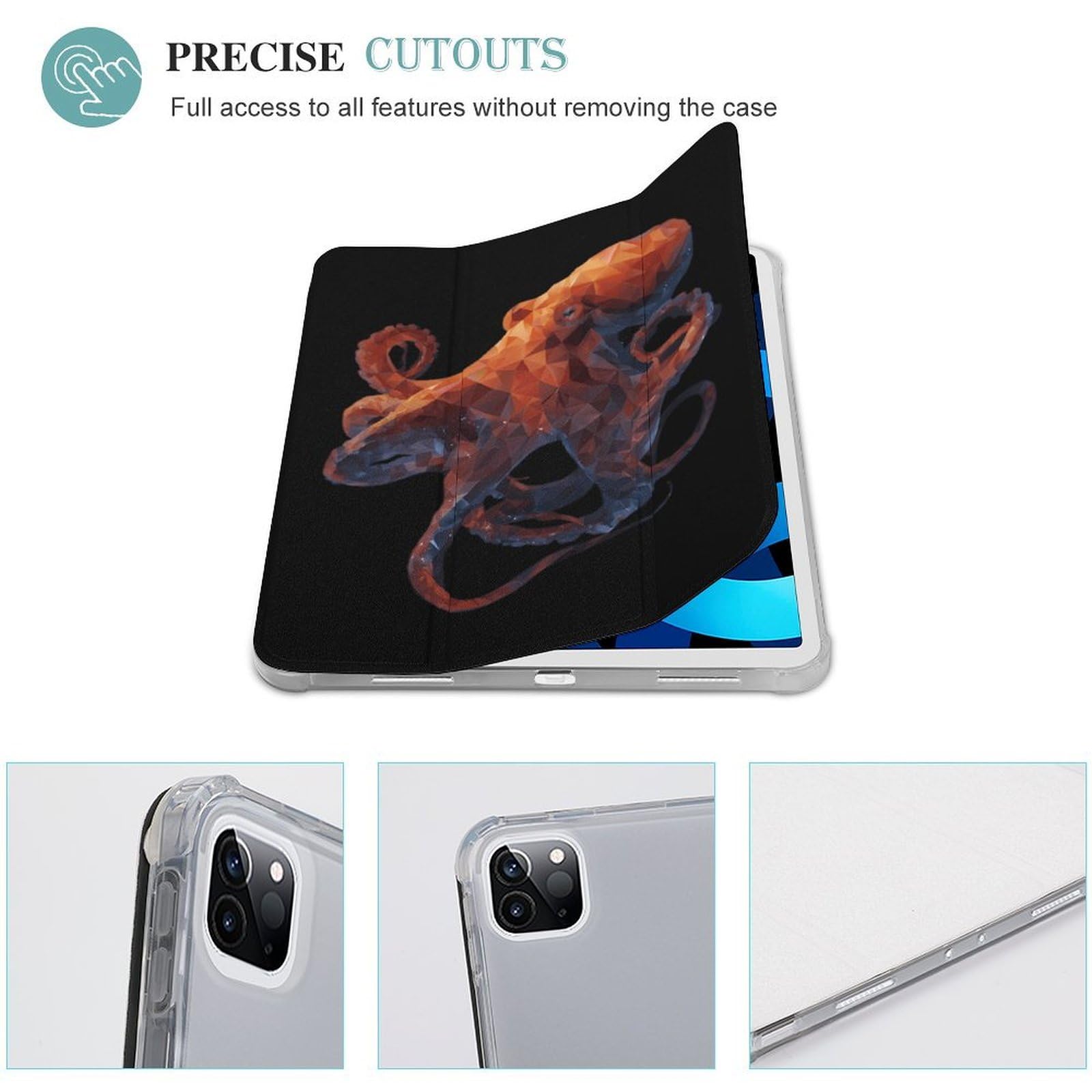Dreifach faltbare Tablet-Hülle mit geometrischem Oktopus