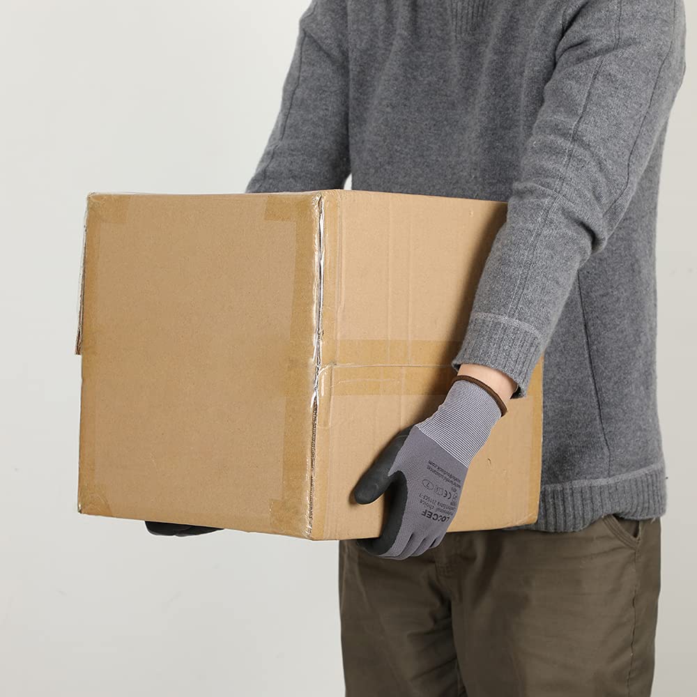LOCCEF Bezpieczne rękawice robocze z mikropianki, powlekane nitrylem, 36 par, bezszwowe, dzianinowe rękawiczki nylonowe, dla ulepszeń domu, mikro-foam (10/XL, szare-36)