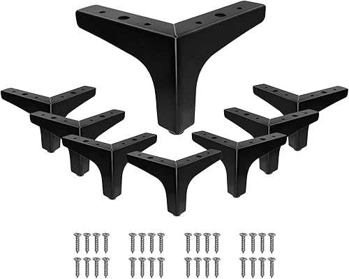 Seimneire Patas para muebles, patas de metal negro de 4 pulgadas para muebles, patas de mesita de noche resistentes para mesa, armario, sofá, silla