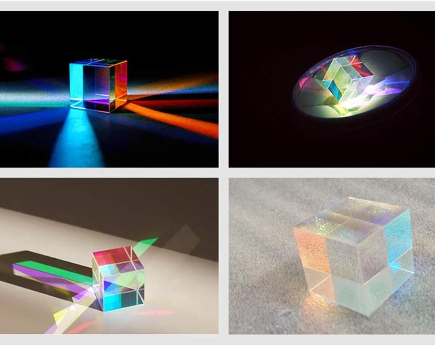 Optical Glass Dispersion Prism X-Cube for Physics Teach Decoration Art Prism Glass Cube Prism Photography Rainbow Prism