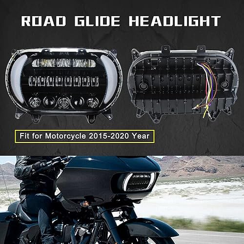 Miniatura 3 de KUQIQI Road Glide - Faro delantero LED intermitente, luces laterales de circulación diurna para motocicleta 2015-2020 año (faro de deslizamiento de