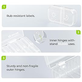 AUVON XL Weekly Pill Organizer 2 Times a Day, Pill Box 7 Day with One-Side Large Openings for Easy to Use, White AM PM Pill Case for Medication, Vitamins, Fish Oils, Supplements