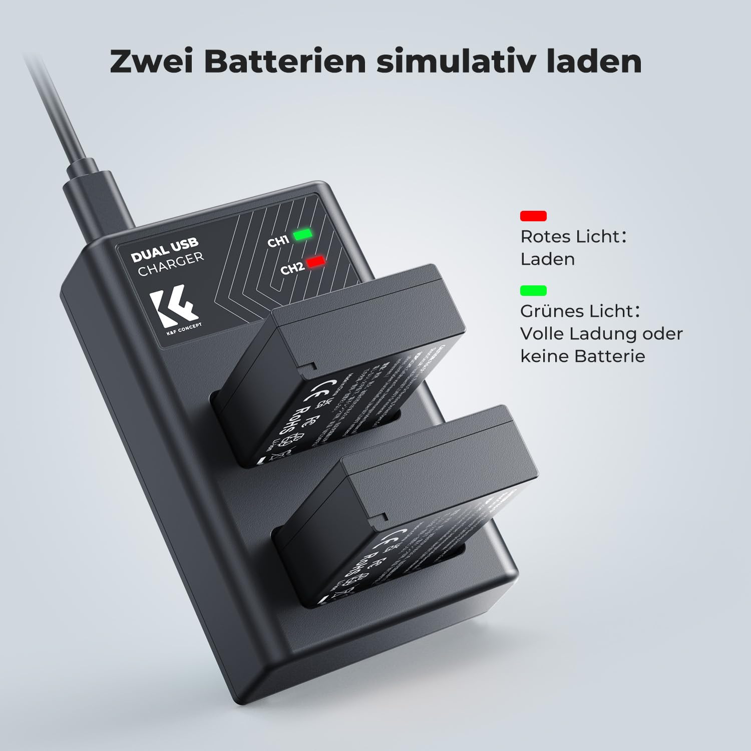 K&F CONCEPT LP-E17 Kameraakkus Ladegerät 1250mAh,Batterie Ladeset für Canon EOS RP,Rebel T8i,T7i,T6i,T6s,SL2,SL3,EOS M3,M5,M6 Mark II,77D,200D,750D,760D,800D Powershot V1