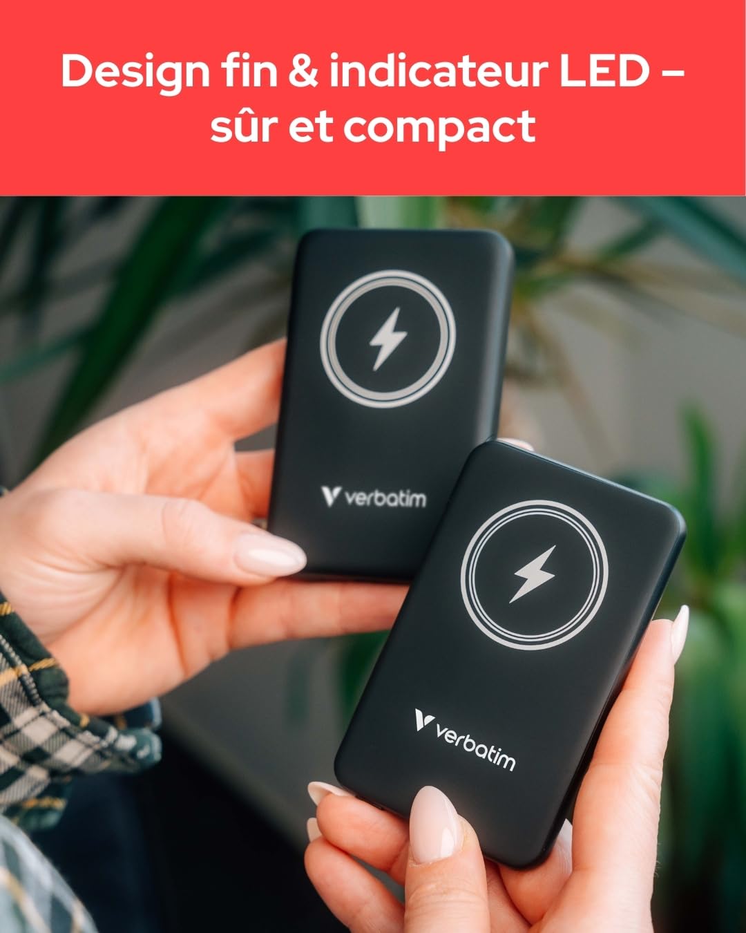Verbatim Magnetic Power Bank 10000mAh Wireless Charger 15W 20W PD per USB-C, Powerbank Petit et Magnétique pour iPhone 15, 14, 13, 12, Pro, Max, iPad, Noir