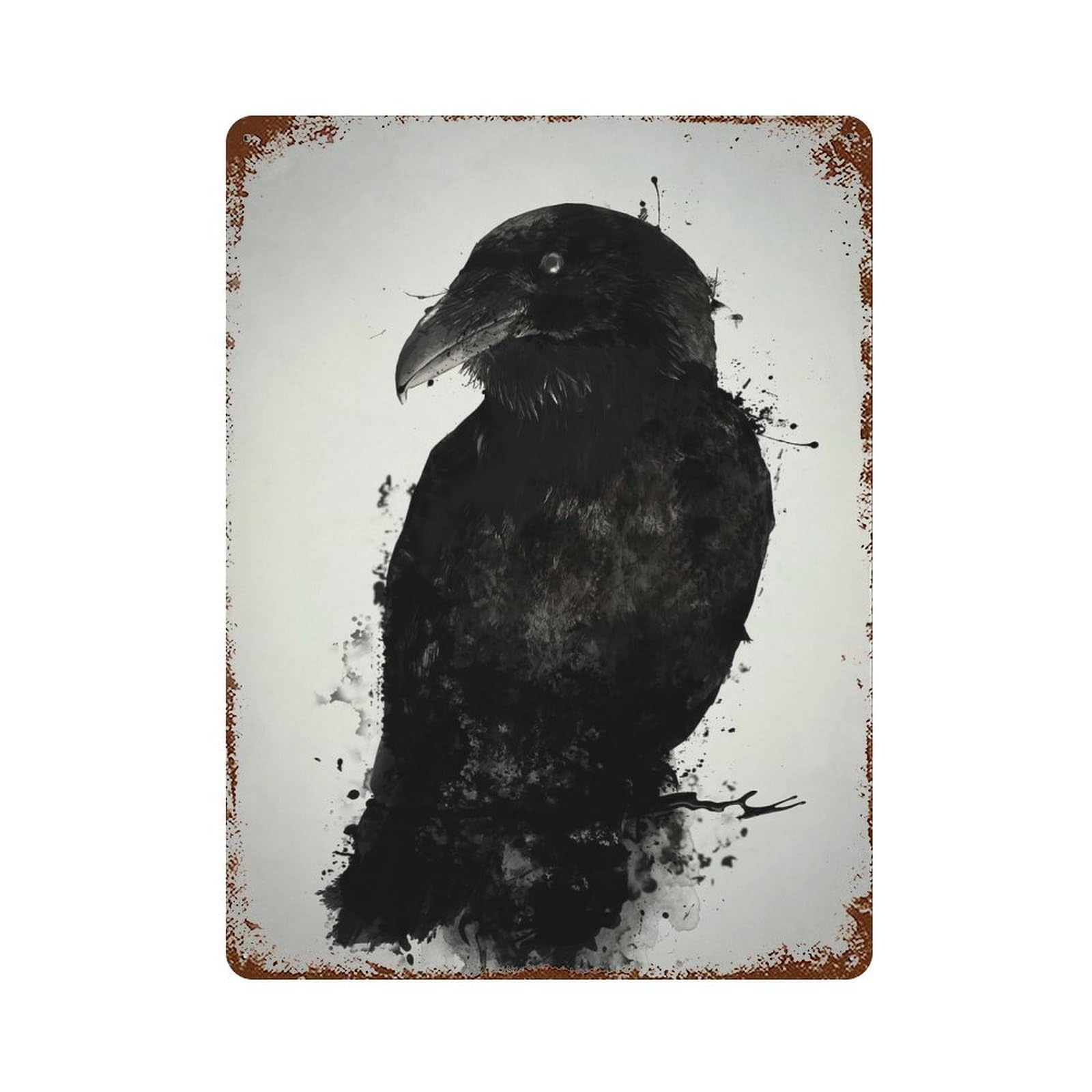 Distressed Metal Wall Sign The Raven 15.7"x11.8", Decorative Metal Wall Art for Farmhouse, Kitchen And Entryway Decor