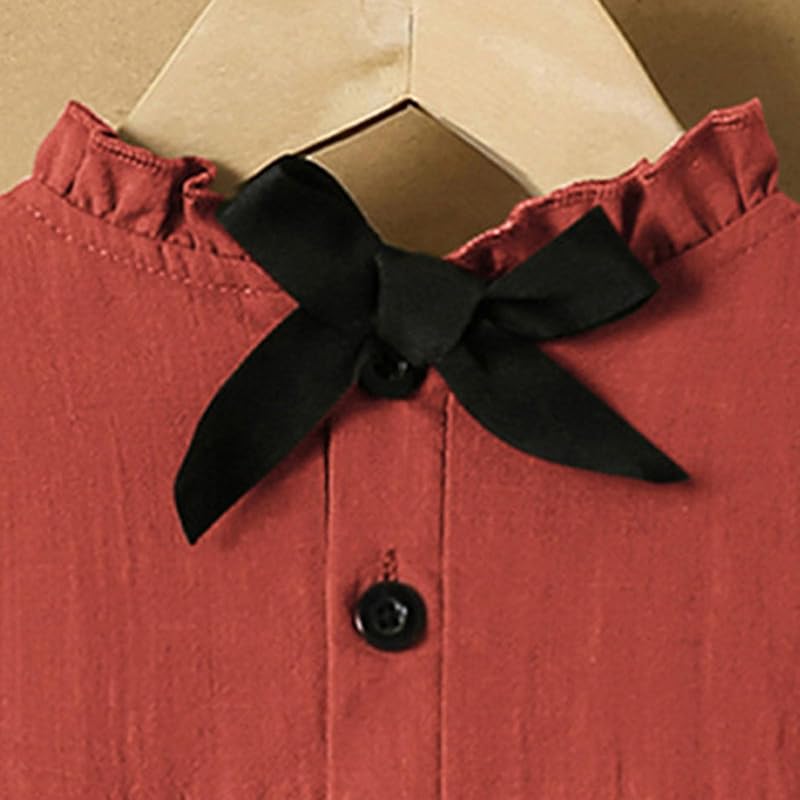 Girls Long Sleeve Dress Fall Pleated Front – product photo 7 of 9