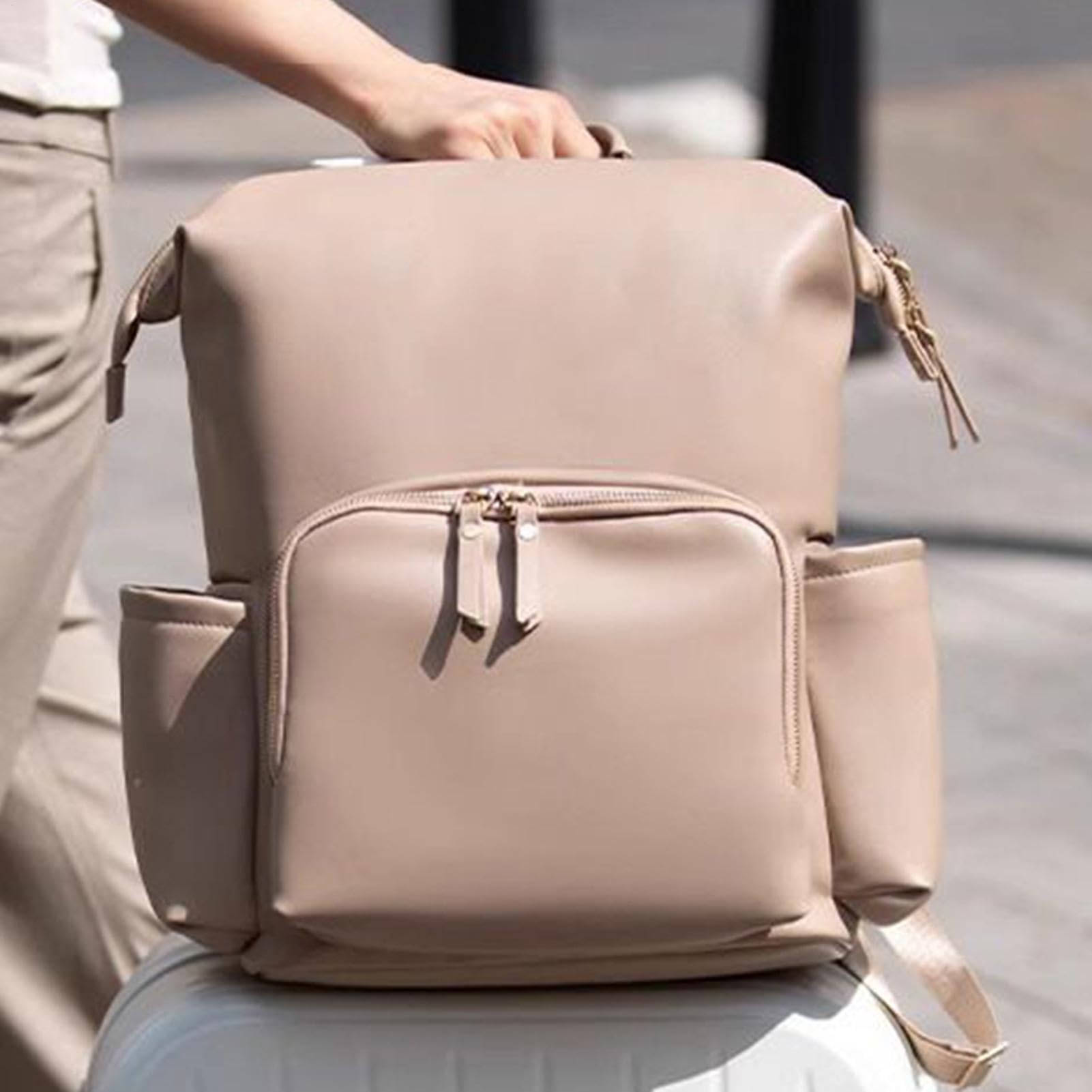 Leder-Rucksack, Leder-Rucksack für Frauen Reise Babybag | Wasserbeständiges PU Leder Rucksack große Kapazität Taschen für die Fahrt im Freien