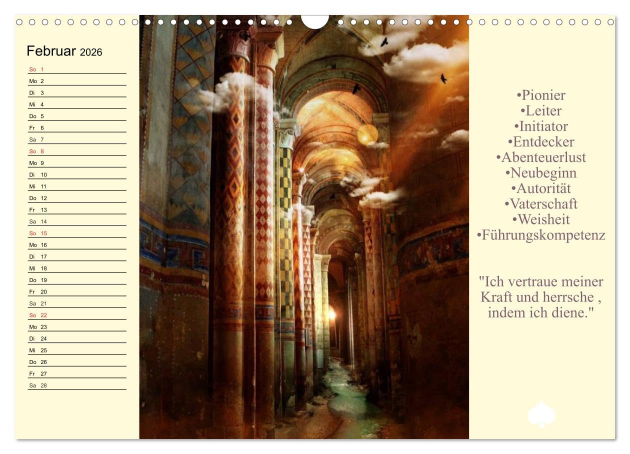 Tarot. Spirituell durch das Jahr (Wandkalender 2026 DIN A3 quer), CALVENDO Monatskalender: Mit dem Tarot glücklich durch das Jahr!