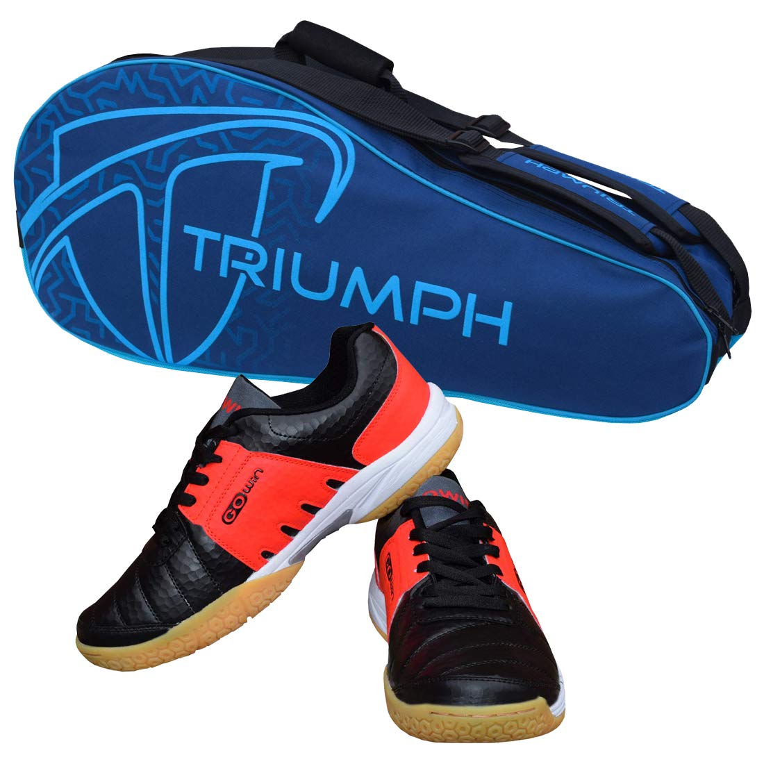 Gowin Badminton Shoe Power Black/Red Size-4 with Triumph Badminton Bag 303 Navy/Sky-image-33