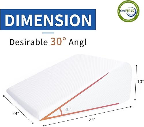 Miniatura 2 de Almohada de cuña de cama para dormir, almohada mejorada de espuma viscoelástica de 10 pulgadas para después de la cirugía, reflujo ácido, ronquidos,
