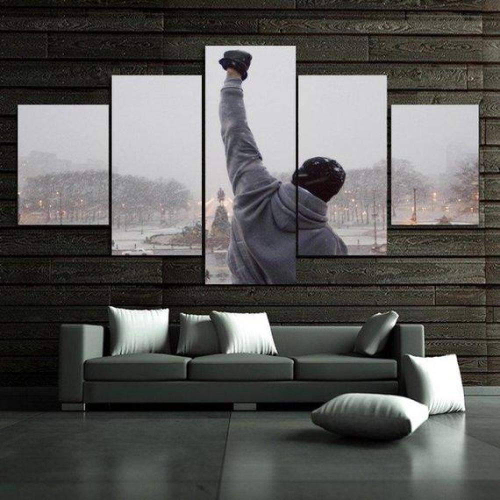 Yywife Quadro Moderno Stampe e Quadri su Tela 5 Pezzi Rocky Balboa Quadro Pittura su Tela Arte Murale Arredamento Soggiorno Moderno Modulare Decorazione Casa