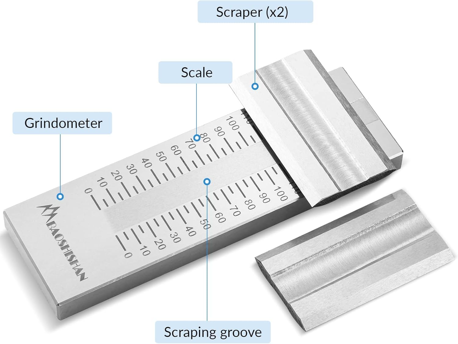 Calibrador de Finura de Canal Único en Acero Inoxidable ISO, con Espátula y Estuche | para Pinturas, Tintas y Revestimientos | Rango 0-25/50/100/150µm | Medición Precisión Tamaño Partícula,0-50um