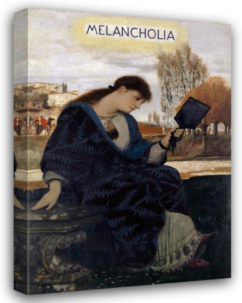 Arnold Böcklin 34x48 Huge Black Modern Framed Art Print Titled: Melancholy (1885-1900)