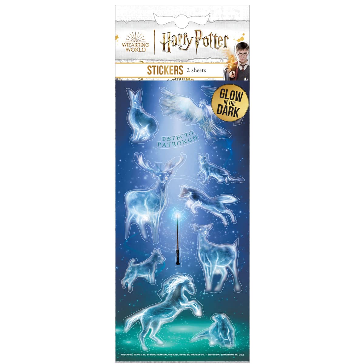 Playhouse Harry Potter Glow in The Dark Two-Sheet Sticker Pack for Crafts, Trading & Collecting - Expecto Patronum