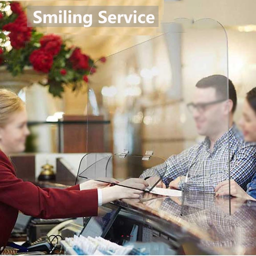 Divisorio da scrivania autoportante, barriera Protettiva parasputi, Schermo Portatile in Acrilico per tosse/starnuti per Lavoratori, Receptionist/Clienti (60x60 cm)