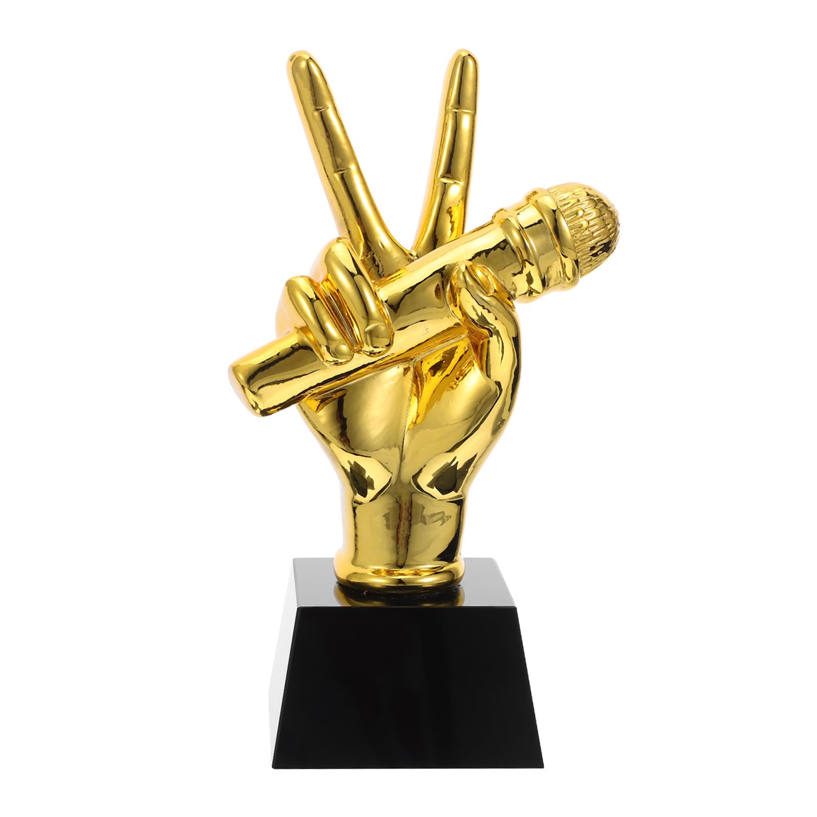 MAGICLULU Microfono per Feste a Tema Musica Decorazione Unica Coppa Oro in Resina Idea Regalo Speciale per Premi Musicali e Cerimonie Aziendali per Cantanti