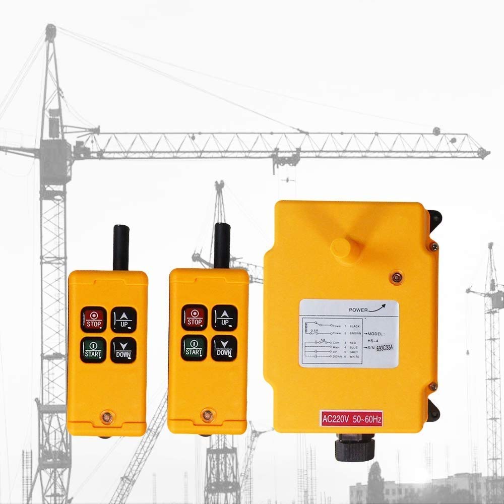 MXBAOHENG 220v Contrôle de Grue Télécommande Grue de Contrôle sans Fil Industrielle Commande radio de palan avec 2 émetteurs et 1 récepteur HS-4 * 2