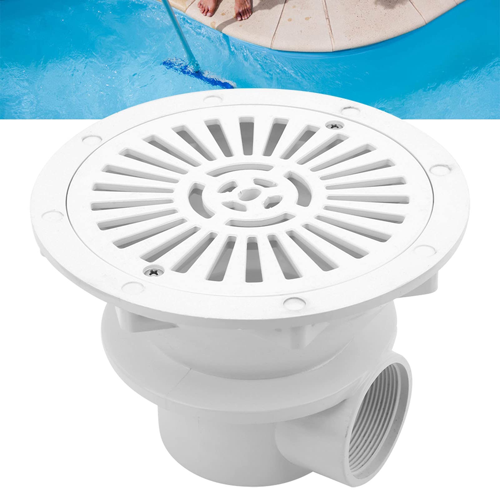 Ejoyous Sumidero de Fondo de Piscina, Sumidero de Suelo Redondo para Piscinas Prefabricadas y de Liner, Sumidero Principal de Piscina Antibloqueo, para Accesorios de Mantenimiento