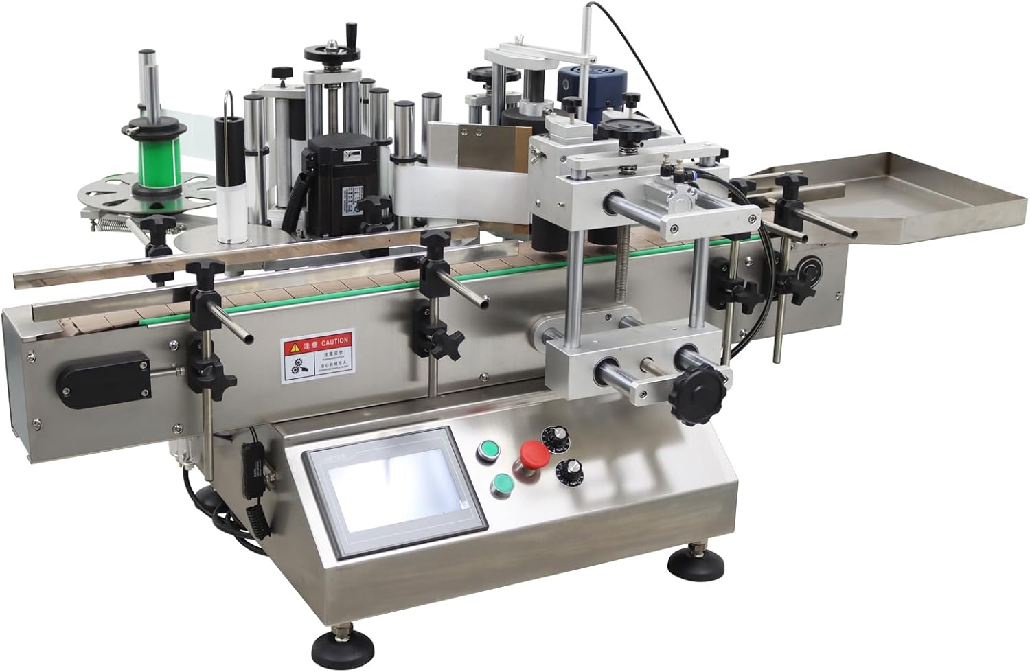 110V LT-150 Automatic Desktop Conveyor Round Bottle High Speed Labeling Machine Label Maker Desktop Label Applicator with Receiving Tray for Regular, Gold and Silver Transparent Labels