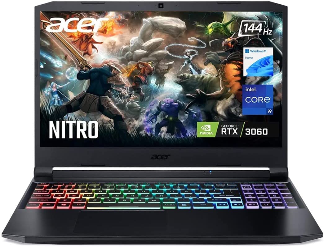 Acer Nitro 5 AN515 Gaming Notebook 11th Gen Intel Core i9-119000H Octa Core 2.50GHz Upto 4.90GHz/16GB DDR4/512GB SSD/6GB NVIDIA®GeForce®RTX 3060/15.6" FHD IPS 144Hz/Win 11 Home/Killer WiFi-6/Black