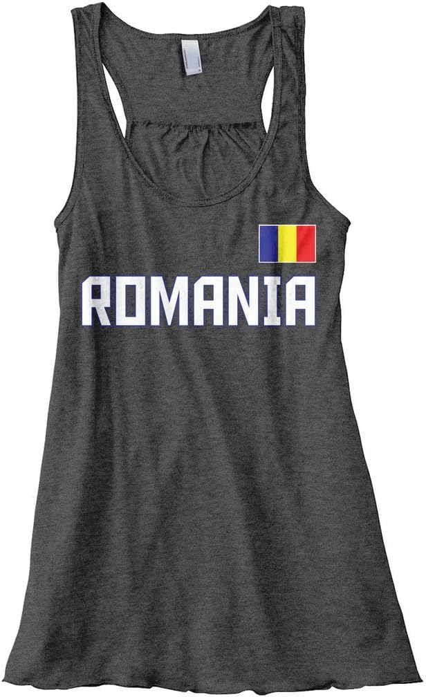 Threadrock Women's Romania National Pride Flowy Racerback Tank Top