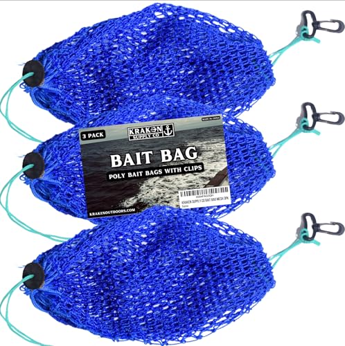 KRAKEN SUPPLY CO Crab Bait Bags with Clips for Crab Traps Lobster Traps Shrimp Traps Chum Bag (3)