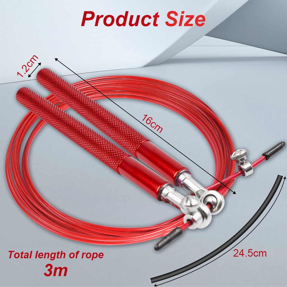 flintronic Speed skakanka, regulowana skakanka 300 cm, skakanka 360°, dla dorosłych, z podwójnym systemem łożyskowym i aluminiowym uchwytem, idealna do crossfitu, fitnessu, boksu i cardio