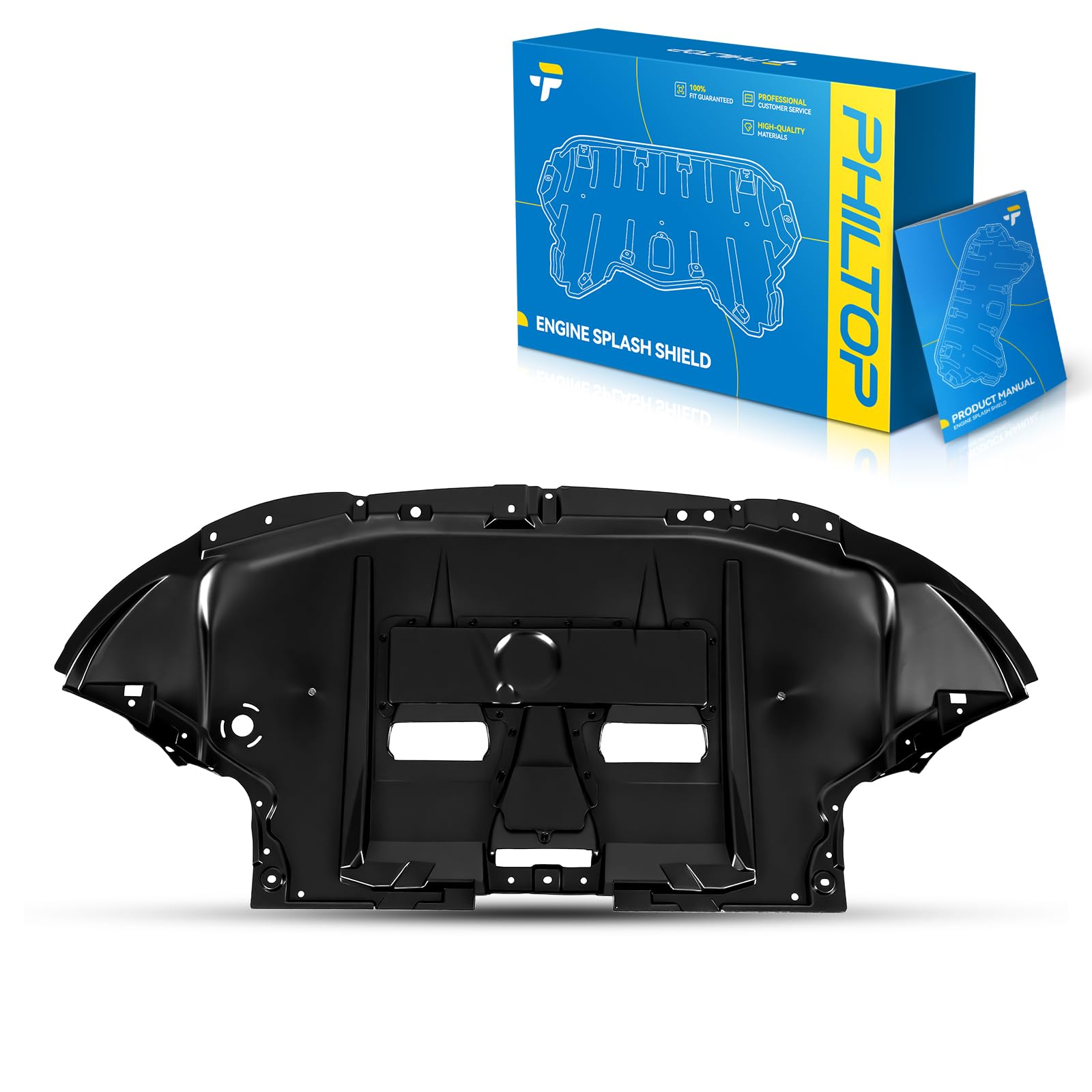 PHILTOP Front Lower Engine Splash Shield Under Cover Compatible with 2003-2005 Audi A4 Base, 2006 A4, Engine Case Guards Replace# AU1228102